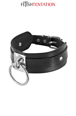 Collier BDSM large avec anneau - Fetish Tentation
