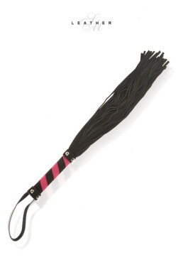Martinet en cuir noir et rose