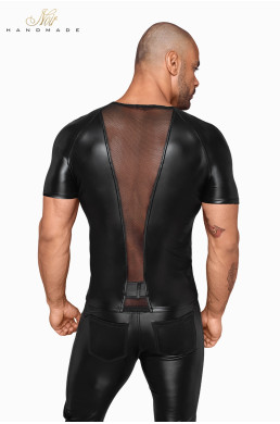 T-shirt wetlook et filet H056