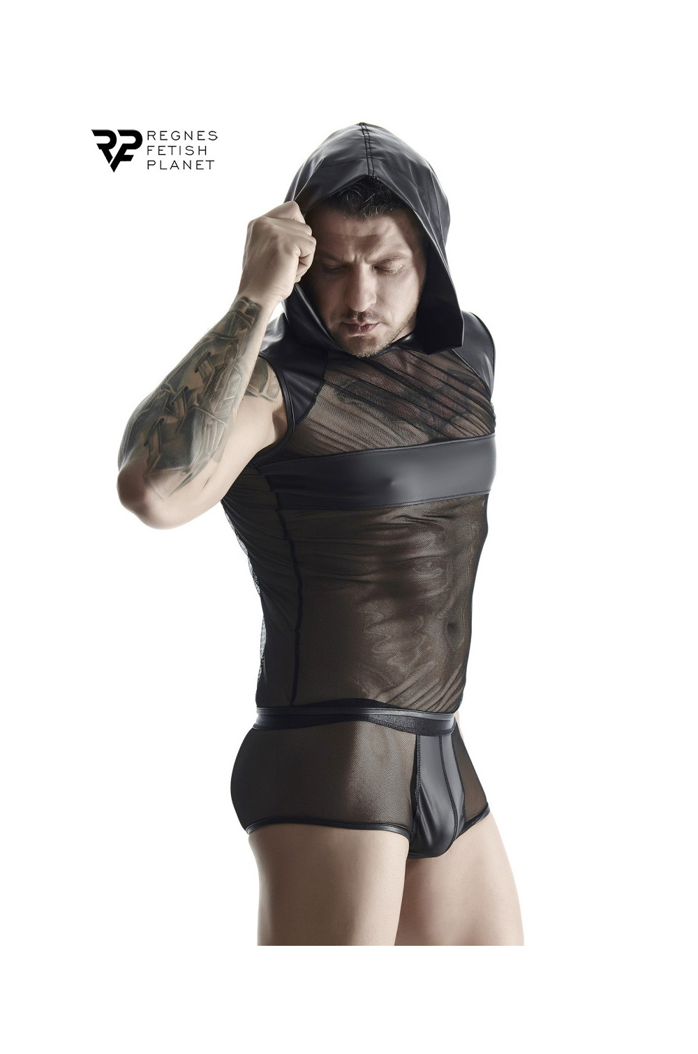 T-shirt à capuche wetlook et mesh - Regnes T-shirt à capuche wetlook et mesh - Regnes