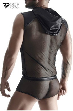 T-shirt à capuche wetlook et mesh - Regnes