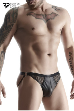 Jock strap noir wetlook et résille - Regnes