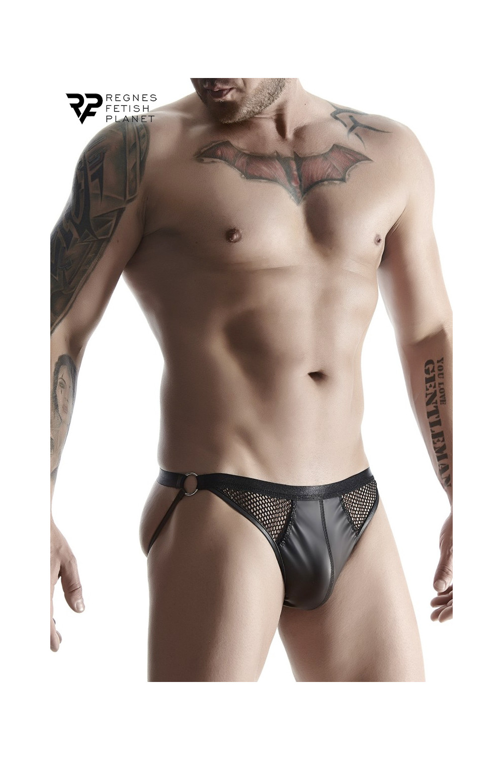 Jock strap noir wetlook et résille - Regnes Jock strap noir wetlook et résille - Regnes