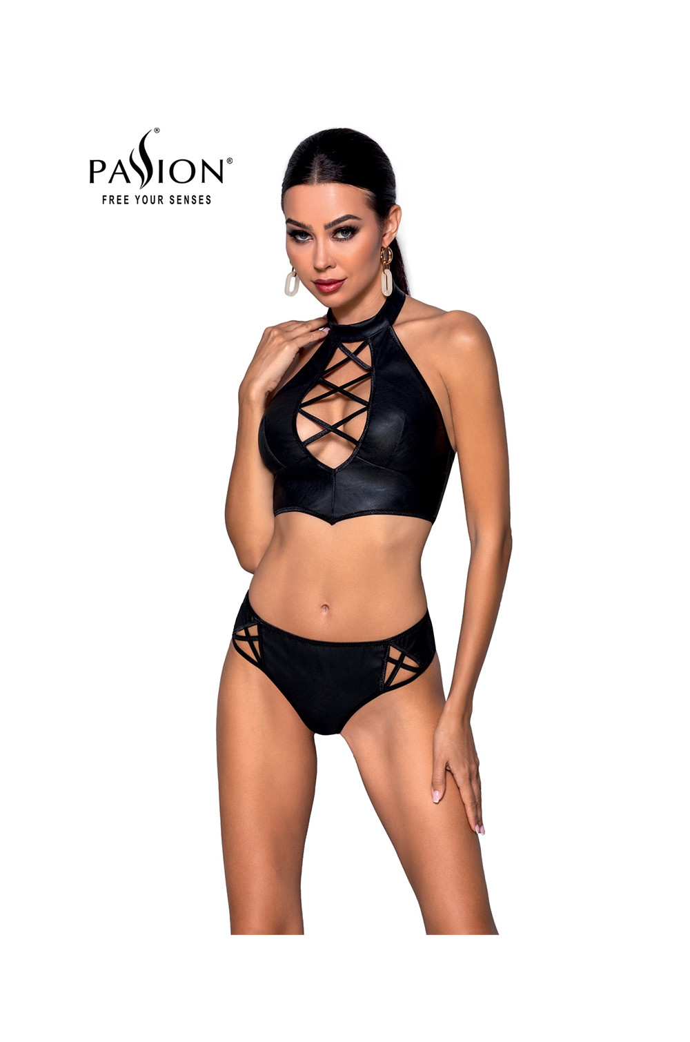 Bustier et string faux cuir Nancy - Passion Bustier et string faux cuir Nancy - Passion