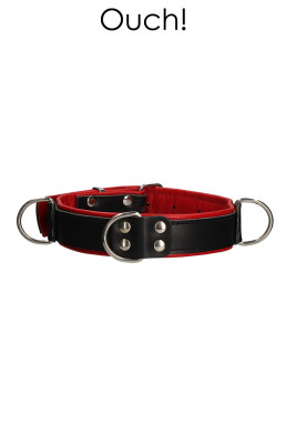 Collier Bondage Deluxe rouge et noir - Ouch!