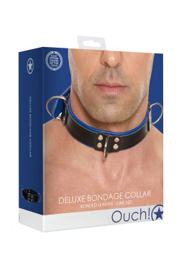 Collier Bondage Deluxe bleu et noir - Ouch!
