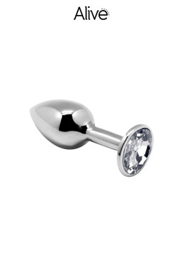 Plug métal bijou transparent M - Alive