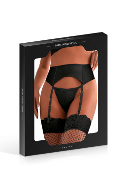 Porte-jarretelles wetlook avec string noir