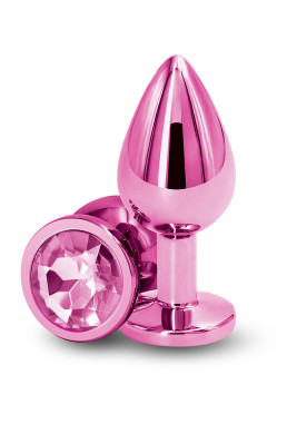 Plug bijou aluminium chromé rose M