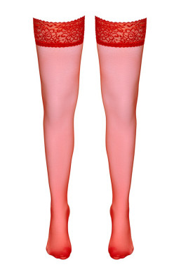 Bas autofixants rouge - Cotelli Legwear