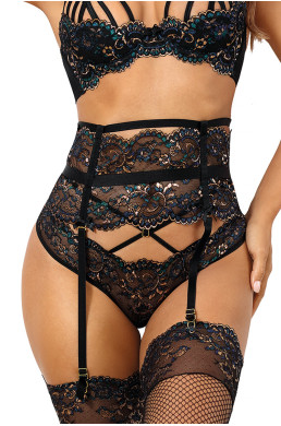 Porte-jarretelles dentelle Noir V-10362 - Axami