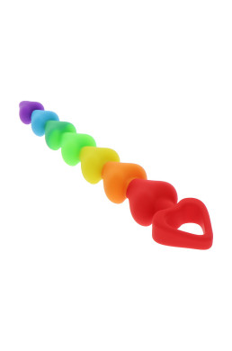 Stimulateur anal Rainbow Heart Beads - Toyjoy