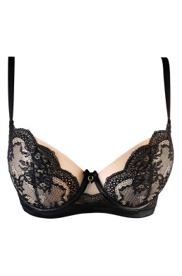 Soutien-gorge tulle et dentelle noir V-10711 - Axami