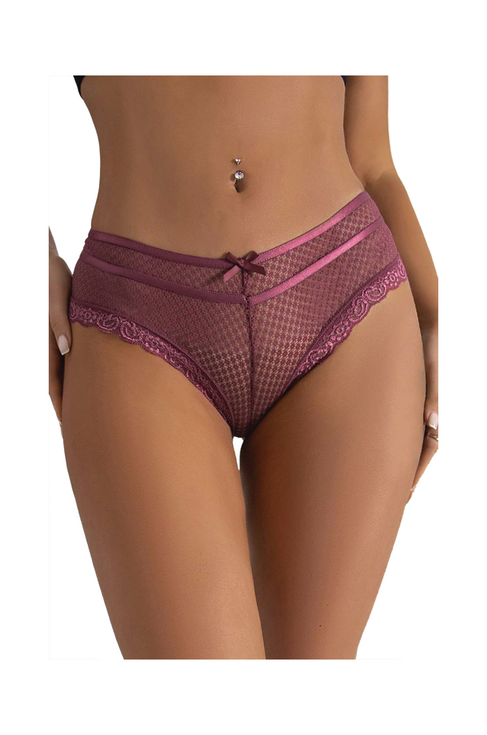Tanga bordeaux dentelle - Paris Hollywood