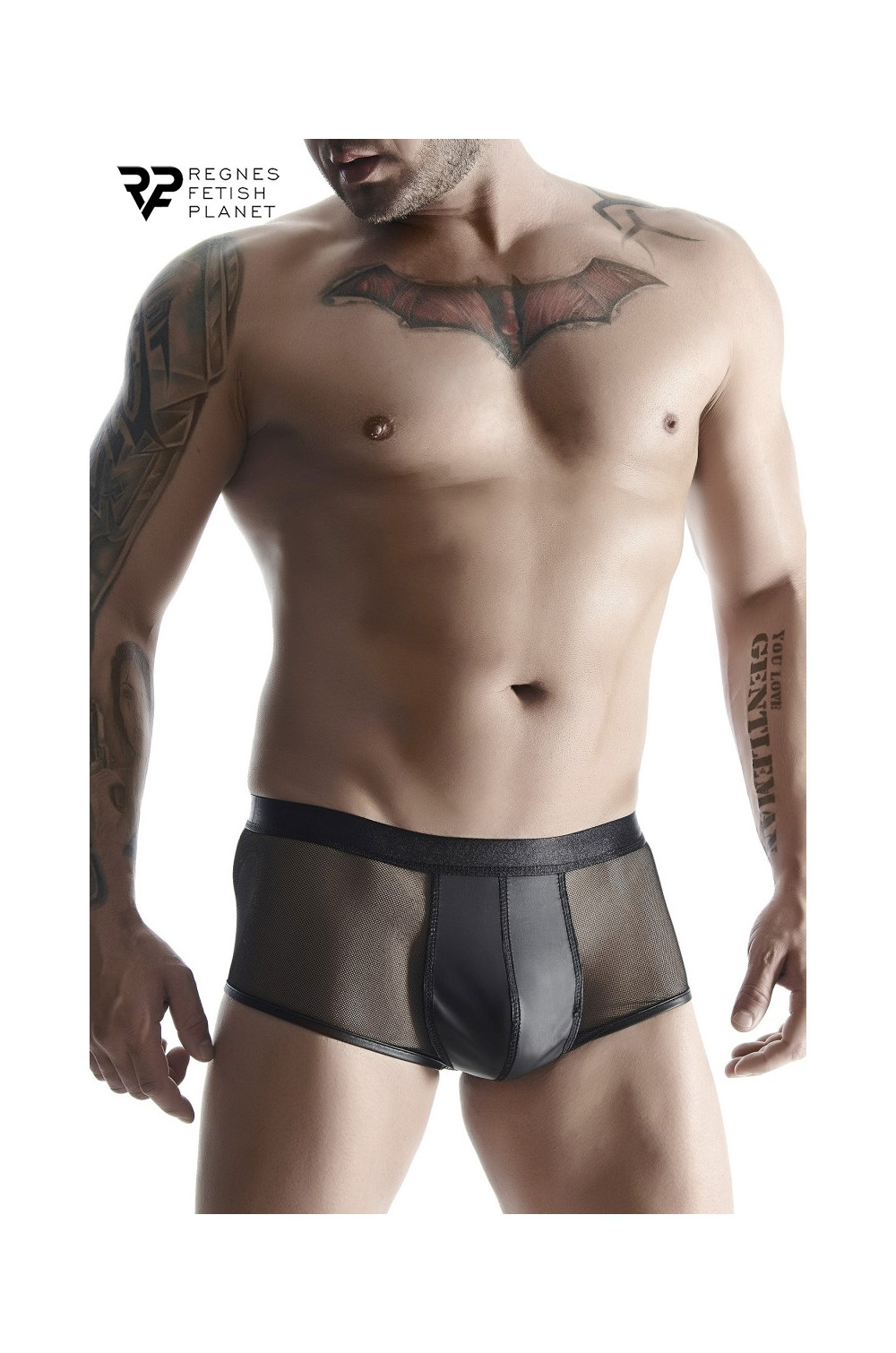 Boxer noir wetlook et mesh - Regnes