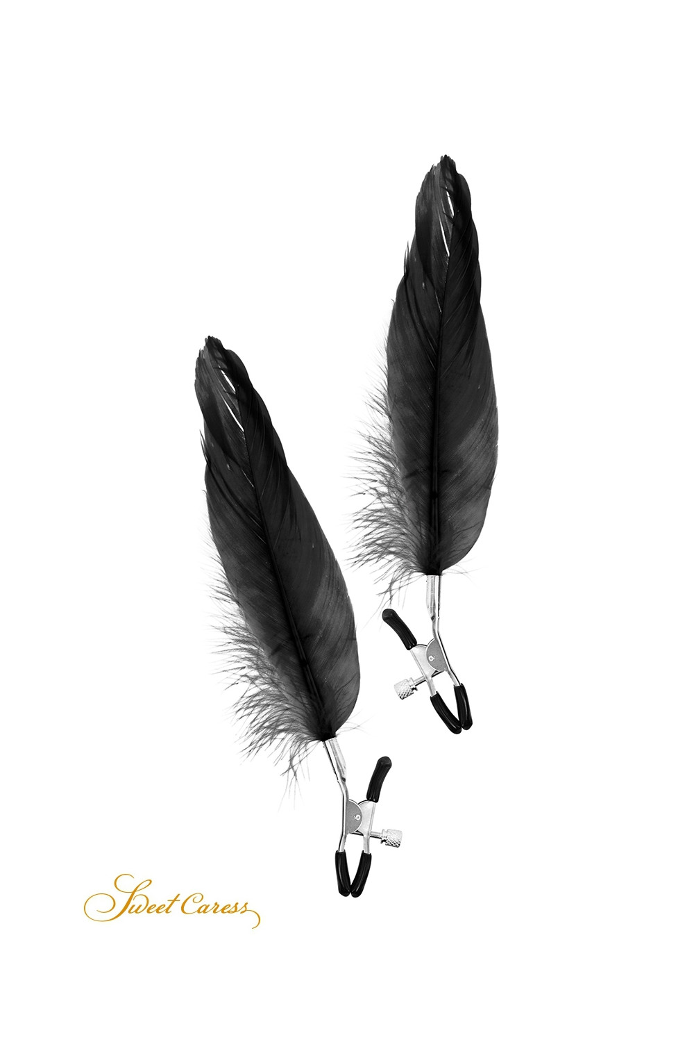 Pinces à seins plume noire - Sweet Caress