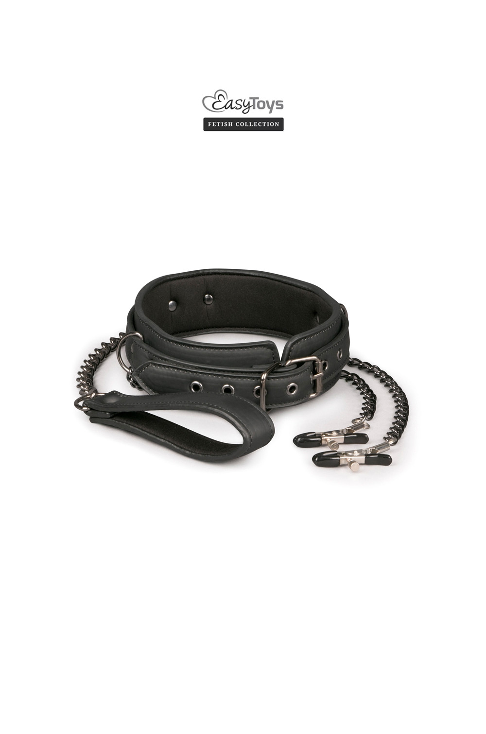 Collier cuir avec chaînes de seins - Easytoys Fetish Collection Collier cuir avec chaînes de seins - Easytoys Fetish Collection