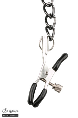Collier cuir avec chaînes de seins - Easytoys Fetish Collection