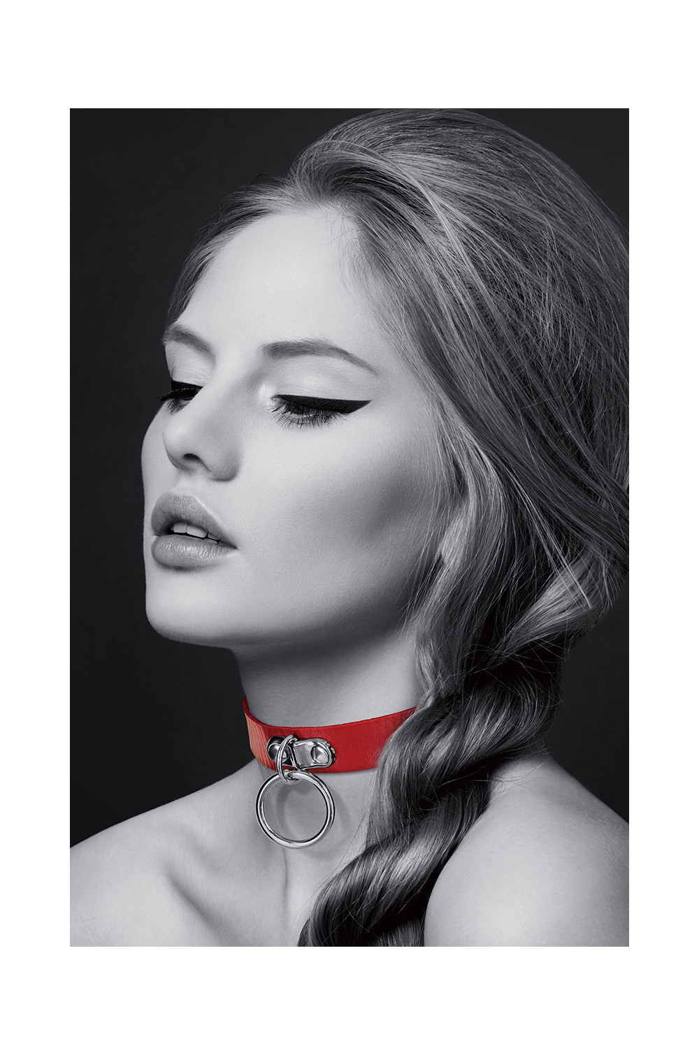 Collier Fetish rouge avec anneau - Bijoux Pour Toi