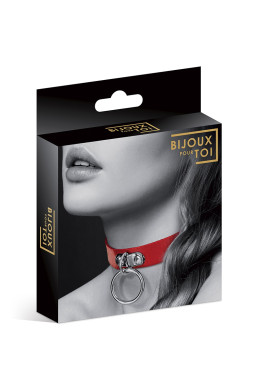 Collier Fetish rouge avec anneau - Bijoux Pour Toi