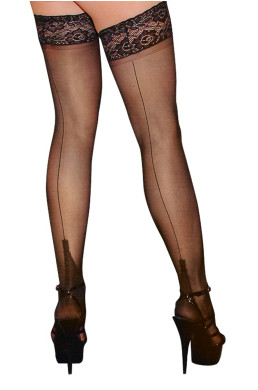 Bas autofixants couture noir 1 - Cotelli Legwear