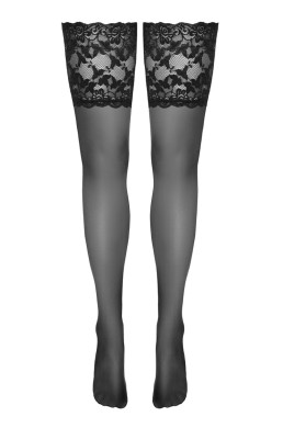 Bas autofixants large jarretière dentelle noir - Cotelli Legwear