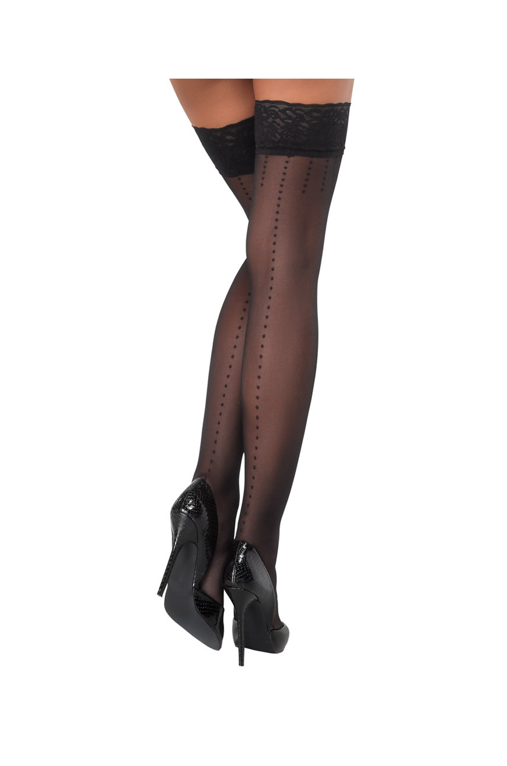 Bas autofixants noir Hold up 2 - Cotelli Legwear