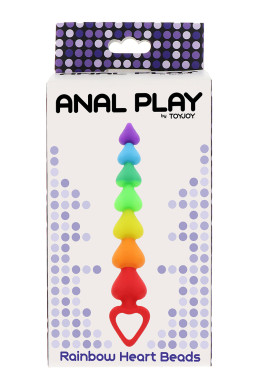 Stimulateur anal Rainbow Heart Beads - Toyjoy