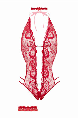 Ensemble body ouvert Renee rouge - Christine