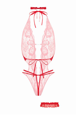 Ensemble body ouvert Renee rouge - Christine