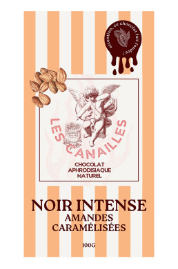 Chocolat noir amandes caramélisées - Tablette 100g - Les canailles