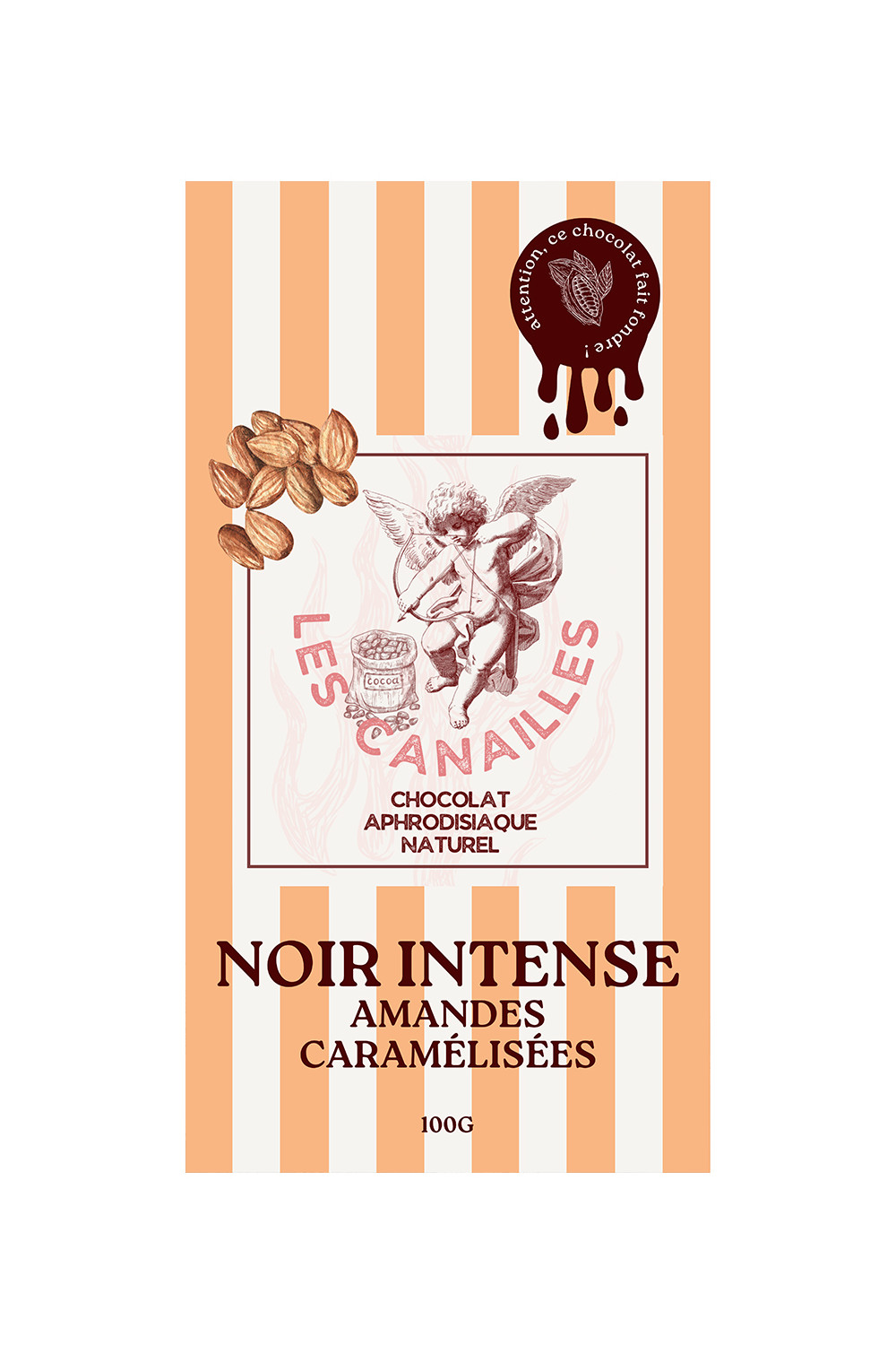 Chocolat noir amandes caramélisées - Tablette 100g - Les canailles