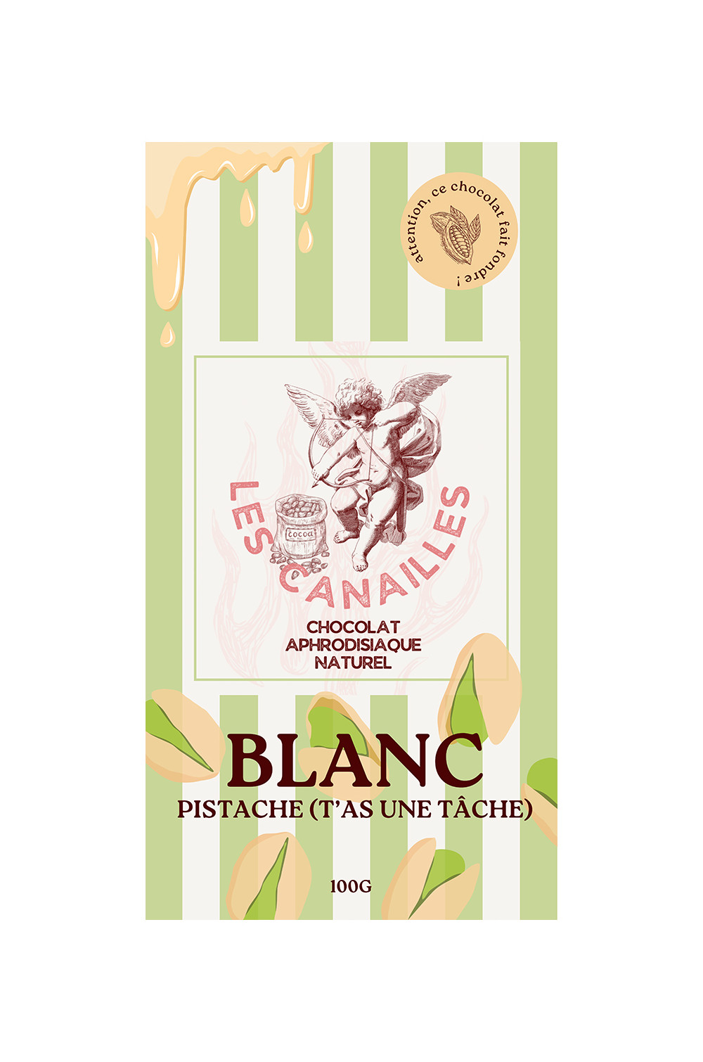 Chocolat blanc pistache - Tablette 100g - Les canailles