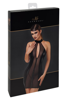 Mini robe tulle et wetlook Luxuria F370 - Noir Handmade