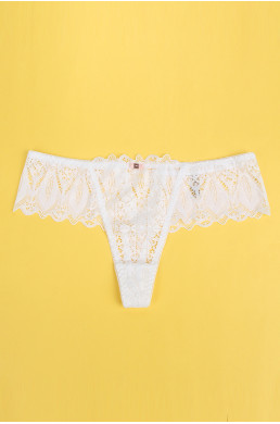String dentelle dos lacé Blanc - Litolu Lingerie