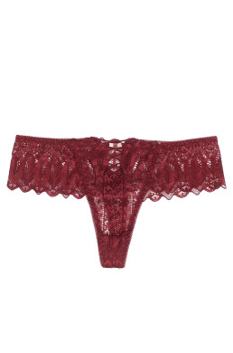 String dentelle dos lacé Bordeaux - Litolu Lingerie