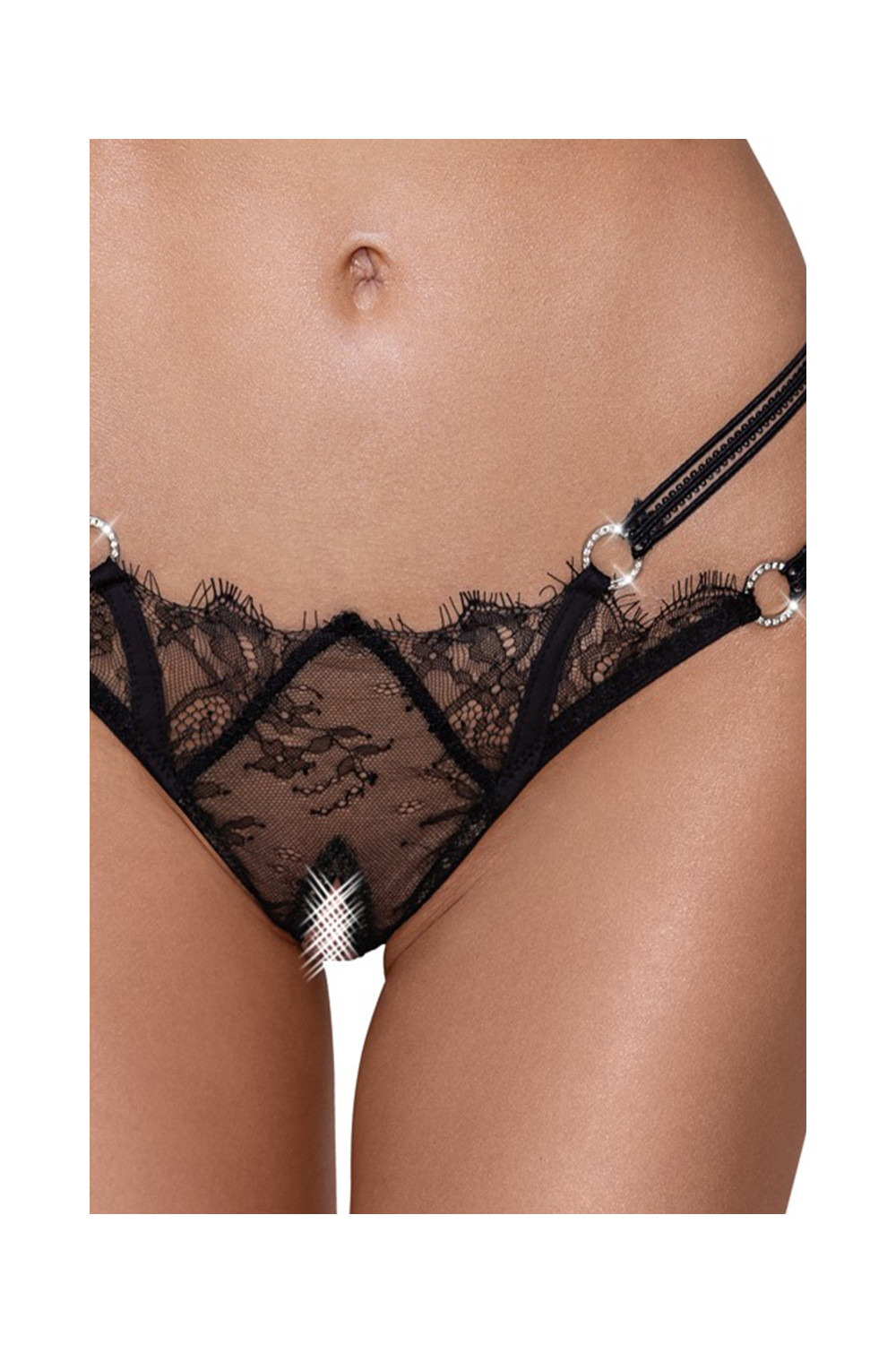 String ouvert Rio noir en dentelle - Cottelli LINGERIE  
