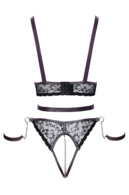Ensemble ouvert 3 pièces noires - Cotelli Bondage 
