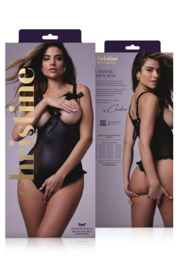 Body wetlook ouvert noir Mistique - Christine