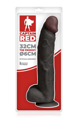 Gode XXL Prodigy Black 32 x 6 cm - Captain Red